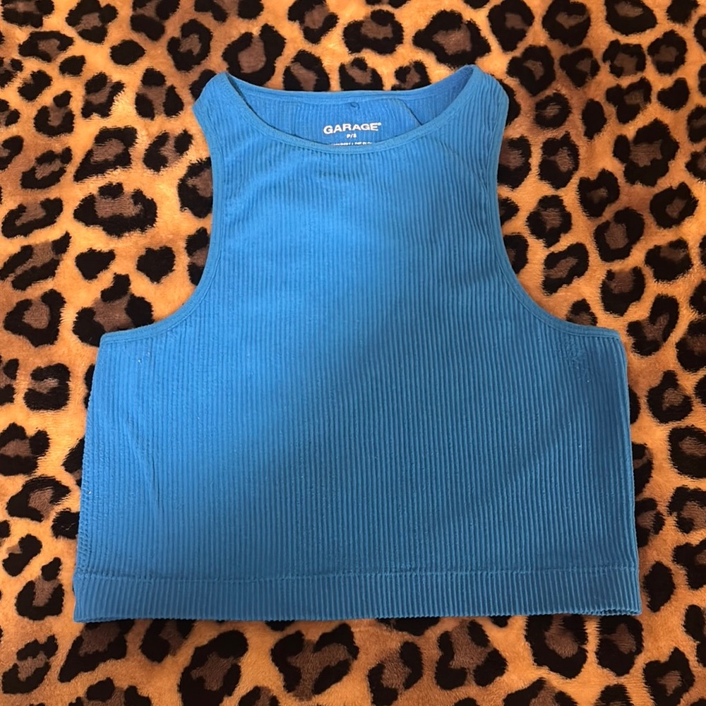 Garage Blue Sleeveless Ribbed Tank Top Size Small